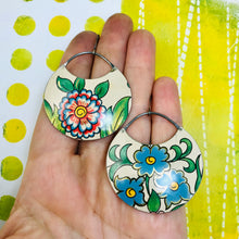 Load image into Gallery viewer, Bold Blossom Circles Upcycled Tin Earrings