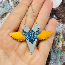 Load image into Gallery viewer, Sufi Heart Coppery Wings Upcycled Tin Necklace