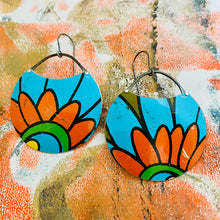 Load image into Gallery viewer, Filofax Orange Flowers Circles Upcycled Tin Earrings