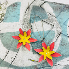 Load image into Gallery viewer, Cerise Blossoms Recycled Tin Earrings