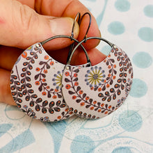 Load image into Gallery viewer, Dusty Lilac Pattern Circles Upcycled Tin Earrings