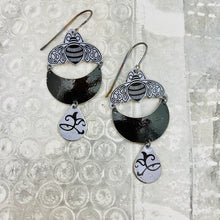 Load image into Gallery viewer, Midnight Moon Bees Upcycled Tin Earrings