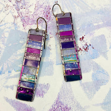 Load image into Gallery viewer, Fenced Mixed Plums II Rectangle Tin Earrings