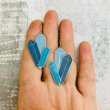 Load image into Gallery viewer, Slate Blues Tourmaline Upcycled Tin Earrings