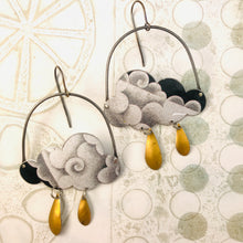 Load image into Gallery viewer, Cloudy Clouds &amp; Golden Rain Drops Zero Waste Tin Earrings