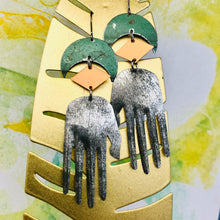 Load image into Gallery viewer, Gray Hand Talisman Zero Waste Tin Earrings