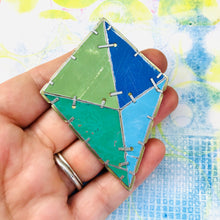 Load image into Gallery viewer, Octahedron Upcycled Tin Brooch