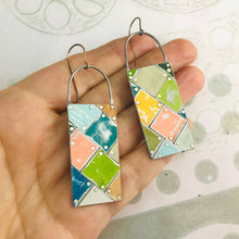 Load image into Gallery viewer, Mixed Colors Tesserae Arched Wire Tin Earrings
