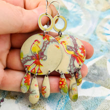Load image into Gallery viewer, Fantastic Birds Tin Chandelier Earrings