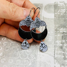 Load image into Gallery viewer, Midnight Moon Bees Upcycled Tin Earrings