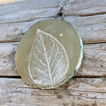 Load image into Gallery viewer, Reversible Lilac Leaf &amp; Silver Moon Concrete &amp; Tin Necklace