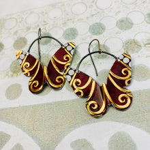 Load image into Gallery viewer, Golden Spiral Butterflies Upcycled Tin Earrings