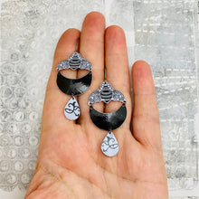 Load image into Gallery viewer, Midnight Moon Bees Upcycled Tin Earrings