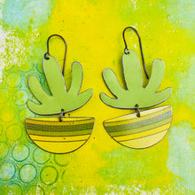 Load image into Gallery viewer, Apple Green Mod Succulents Upcycled Tin Earrings