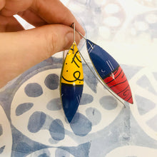 Load image into Gallery viewer, Britto Long Pods Upcycled Tin Leaf Earrings
