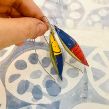 Load image into Gallery viewer, Britto Long Pods Upcycled Tin Leaf Earrings