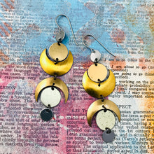 Load image into Gallery viewer, Many Moons of Mixed Golds Tin Earrings