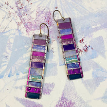 Load image into Gallery viewer, Fenced Mixed Plums II Rectangle Tin Earrings