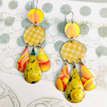 Load image into Gallery viewer, Dots &amp; Fruits &amp; Leaves Zero Waste Tin Chandelier Earrings