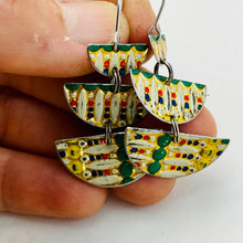 Load image into Gallery viewer, Vintage Mosaic Stacked Moons Earrings