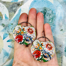 Load image into Gallery viewer, Flower Garden Circles Upcycled Tin Earrings