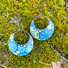 Load image into Gallery viewer, Mixed Mandalas Crescent Circles Upcycled Tin Earrings