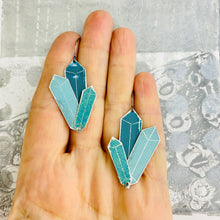 Load image into Gallery viewer, Dusky Seafoam Tourmaline Upcycled Tin Earrings