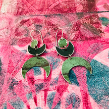 Load image into Gallery viewer, Antique Jade &amp; Forest Moons Tin Earrings