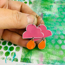 Load image into Gallery viewer, Sweet Cerise Rain Clouds Zero Waste Tin Earrings
