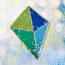 Load image into Gallery viewer, Octahedron Upcycled Tin Brooch