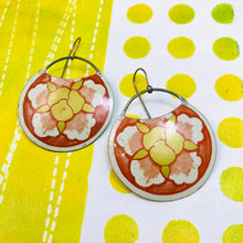 Load image into Gallery viewer, Blossom on Rust Upcycled Tin Earrings