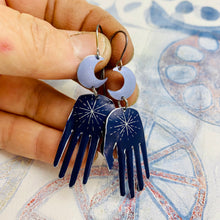 Load image into Gallery viewer, Starburst Maker Moons In Purples Talisman Tin Earrings