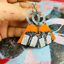 Load image into Gallery viewer, Halloween Gravestones Small Fans Tin Earrings