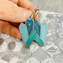 Load image into Gallery viewer, Dusky Seafoam Tourmaline Upcycled Tin Earrings