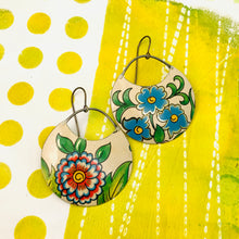 Load image into Gallery viewer, Bold Blossom Circles Upcycled Tin Earrings