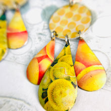 Load image into Gallery viewer, Dots &amp; Fruits &amp; Leaves Zero Waste Tin Chandelier Earrings