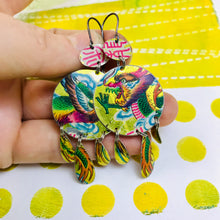 Load image into Gallery viewer, Dragon &amp; Phoenix Tin Chandelier Earrings
