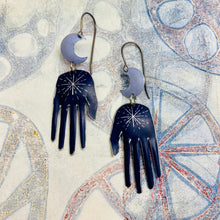 Load image into Gallery viewer, Starburst Maker Moons In Purples Talisman Tin Earrings