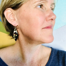 Load image into Gallery viewer, Red &amp; Gold Little Leaf Shape Tin Earrings