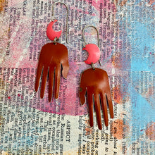 Load image into Gallery viewer, Maker Moons In Rust &amp; Cerise Talisman Tin Earrings