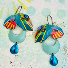 Load image into Gallery viewer, Senkoe Hummingbirds Upcycled Tin Earrings