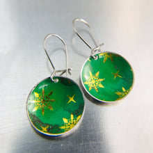Load image into Gallery viewer, Paris Green &amp; Golden Starlets Upcycled Tiny Dot Earrings