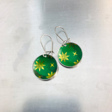 Load image into Gallery viewer, Paris Green &amp; Golden Starlets Upcycled Tiny Dot Earrings