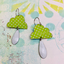Load image into Gallery viewer, Sweet Dotty Chartreuse Rain Clouds Zero Waste Tin Earrings