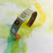 Load image into Gallery viewer, Pale Circles on Squares Upcycled Tesserae Tin Cuff