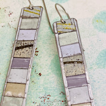 Load image into Gallery viewer, Fenced &amp; Folded Whites Rectangle Tin Earrings