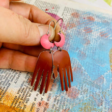 Load image into Gallery viewer, Maker Moons In Rust &amp; Cerise Talisman Tin Earrings