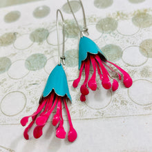Load image into Gallery viewer, Aqua &amp; Hot Pink Honeysuckle Earrings
