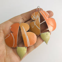 Load image into Gallery viewer, Abstract Orange Butterflies Zero Waste Tin Earrings