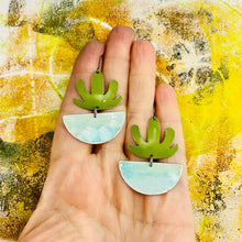 Load image into Gallery viewer, Mod Succulents Ocean Pot Upcycled Tin Earrings